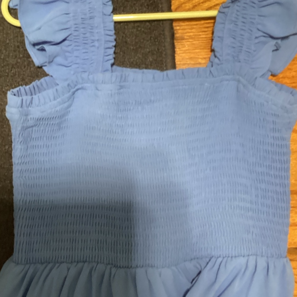 Chic Blue Dress with Ruffled Straps - Picture 4 of 7